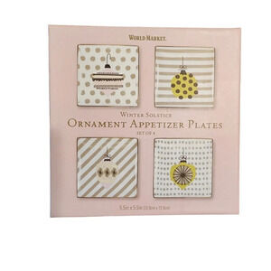 World Market Winter Solstice Ornament Appitizer Plates Set of Four 5.5"